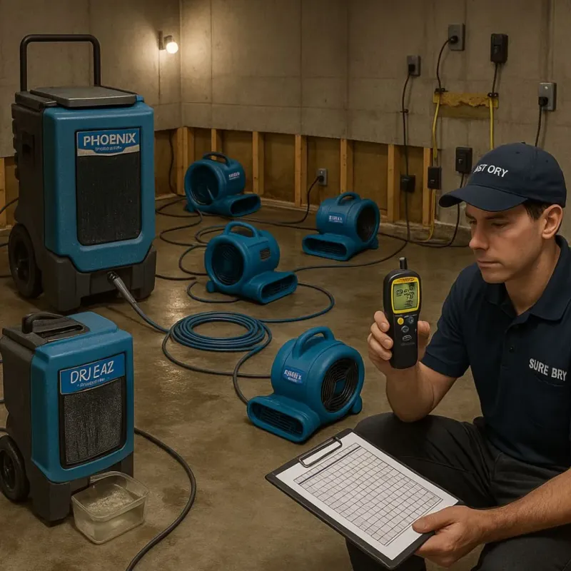 Structural Drying and Dehumidification process in Buena Vista, CA